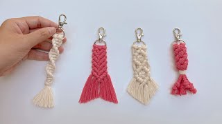 DIY 4 Macrame Keychain Tutorial  Easy Macrame Keychain for Total Beginner [upl. by Strep994]