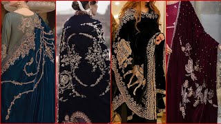 Velvet shawl designs for bride to be😍 beautiful velvet shawls [upl. by Grace]