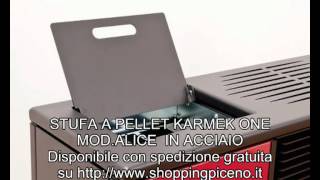 STUFA A PELLET KARMEK ONE MODALICE ROSSA IN ACCIAIO 10kw [upl. by Rennug]