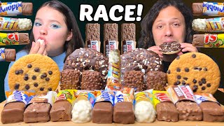 ASMR LEFTOVER DESSERT RACE NUTS LION KNOPPERS CHOCOLATE CANDY BARS KINDER CAKE 먹방 [upl. by Elinor636]