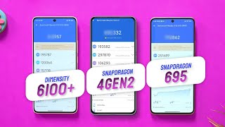 Dimensity 6100 Plus Vs Snapdragon 4 Gen 2 Vs Snapdragon 695  Antutu Benchmark amp Specification [upl. by Rose366]