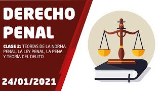 DERECHO PENAL CLASE 2 TEORÍAS DE LA NORMA PENAL LA LEY PENAL LA PENA Y TEORÍA DEL DELITO [upl. by Lemyt871]