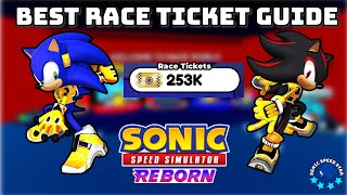 BEST WAY to Grind Race Tickets  Sonic Speed Simulator Guide [upl. by Aseuqram]