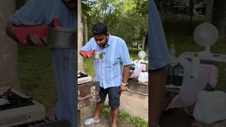 Hubby making Chai at Brazos Bend State Park Campsite  Indians in USA Camping shorts ytviral India [upl. by Aileve]