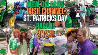 Irish Channel St Patricks Day Parade  New Orleans 2023 💋FOR EVERYONE Cabbage and for ALL [upl. by Assena]