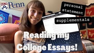 The Essays That Got Me Into Penn Reading my personal statement amp supplemental essays [upl. by Hooke9]