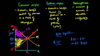 Consumer Surplus Producer Surplus and Deadweight Loss [upl. by Fisch293]