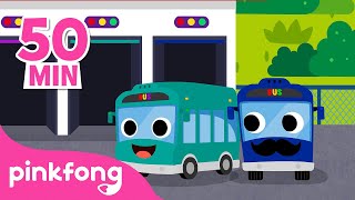 Dez Pequenos Ônibus e mais músicas infantis  Compilação  Pinkfong Canções para crianças [upl. by Dwain]