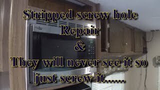 Stripped screw hole repair and you will never see it so just screw it [upl. by Brezin]