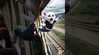 White Cat stopped the robbers on Train cat catlovers aicat [upl. by Monarski6]