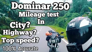 Dominar 250 bs6 mileage test in city and highway and top speed in one video [upl. by Hsizan]