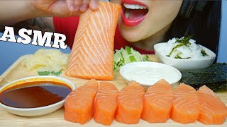 ASMR SUSHI GRADE SALMON SLAB SASHIMI  FIRE SAUCE  MAYO EATING SOUNDS NO TALKING  SASASMR [upl. by Alliuqal]