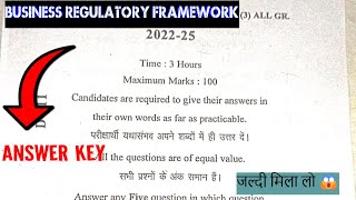 Business regulatory framework Answer key Lnmu bcom part 2 202225 Honours paper 3 Answer key [upl. by Akiem]