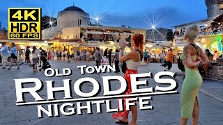 Rhodes Old Town Nightlife Bars Restaurants in 4K 60fps HDR UHD 💖 The best places 👀 Walking tour [upl. by Toogood]