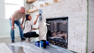 PAINTING OUR FIREPLACE BLACK  DIY PROJECT [upl. by Esbenshade]