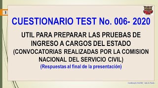 TEST  CONVOCATORIAS CARGOS DEL ESTADO No 0062020 [upl. by Trinatte128]