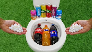 Big Coca Cola Pepsi Fanta VS Popular Sodas  Dark Blue Fuse Tea and Mentos in the toilet [upl. by Anuait]