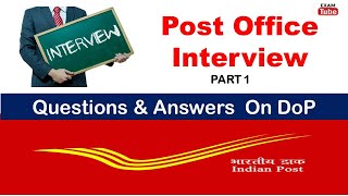 Post Office Interview Questions On Department of Post  Part 1 [upl. by Haon]