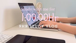 study with me 1hr  9hr study VLOG  no music  typing page flipping highlighting 📄 [upl. by Sargent]