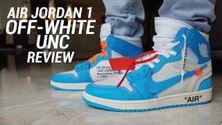 OFF WHITE AIR JORDAN 1 UNC REVIEW [upl. by Ecnesse]