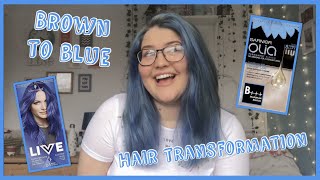 Dying my hair at home in lockdown  Brown to blue  Hair transformation [upl. by Cressida]