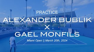 Alexander Bublik amp Gael Monfils practice at Miami Open [upl. by Hootman]