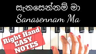 Senaka Batagoda  Sanasennam Ma සැනසෙන්නම් මා  Right hand Piano Tutorial  NOTES  EASY  Slow [upl. by Drofwarc]