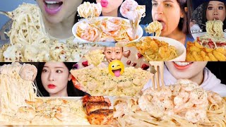 ShrimpPasta MOST CREAMY SHRIMP PASTA🍤 MUKBANG COMPILATION😋 ALFREDO SHRIMP PASTA ASMR MUKBANG😋💯 [upl. by Sherris]