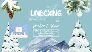 UNBOXING Archer amp Olive 2024 Christmas Holiday Stationery Advent Calendar  Festive Flurries [upl. by Natale]