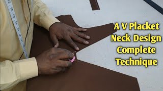 A V Placket Neck Design  Sewing Techniques Tutorial For Beginners [upl. by Jairia]