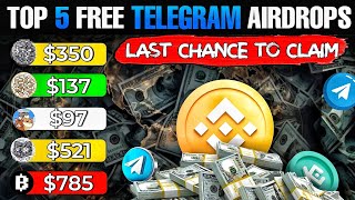 5 Best Telegram Free CRYPTO AIRDROPS  Listing Confirmed  Bigger Than Dogs  5000 Money Claim [upl. by Goober]