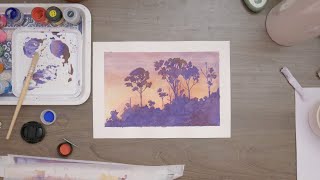 Week 1  Watercolor painting  Wrong paper and cheap paint  I have no idea what Im doing [upl. by Yzmar]