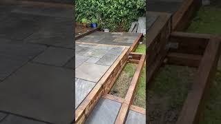 PART 4 COMPLETED Railway Sleepers Patio Design  The Complete Landscaping amp Paving Company [upl. by Annair]