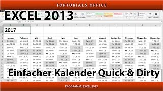 Einfachen Kalender erstellen Quick amp Dirty Excel [upl. by Hibbitts]