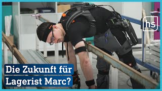 Dieses Exoskelett soll bei der Arbeit helfen  hessenschau [upl. by Leyla225]