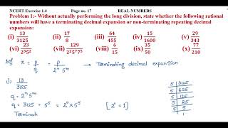 CH 1 Real numbers Exercise 14 Problem 1 Without actually performing the long division [upl. by Fauver503]