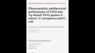 Photocatalytic antibacterial performance of TiO2 and Agdoped TiO2 against S aureus  RTCLTV [upl. by Eachern400]