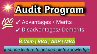 Merits and Demerits of Audit Program Advantages amp Disadvantages of Audit Program BCom BBA ADP [upl. by Elyrehc]