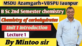 Chemistry of Carbohydrates B Sc 2nd Semester Chemistry  MSDU VBSPU  Lecture 1 [upl. by Claribel]