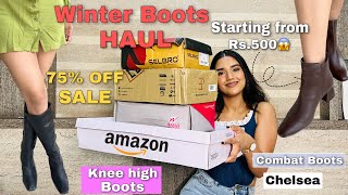 Winter BOOTS HAUL  Starting From Rs500😱  Knee High Boots Chelsea Boots amp more  Amazon Boots [upl. by Natanoy]