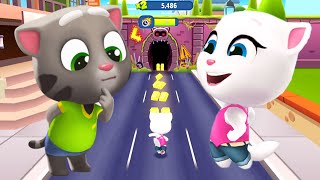 Talking Tom Gold Run Talking Angela vs Boss Fight with Raccoon Boss  Android iOS  Full Screen 🔥 [upl. by Ssenav]