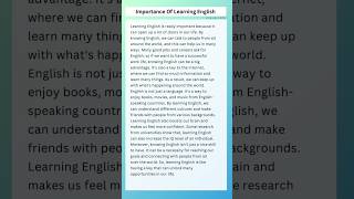 Importance of Learning English paragraph [upl. by Eustasius]