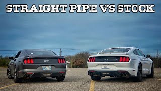 Straight Pipe Mustang GT vs Stock Mustang GT Exhaust Comparison [upl. by Pampuch98]