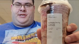 Starbucks chocolate covered strawberry creme Frappuccino Review Valentines Day Drink [upl. by Daggna]