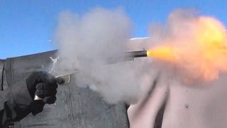 Black powder revolver in slow motion 940 fps footage [upl. by Nairbal]