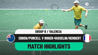 EbdenPurcell v RogerVasselinHerbert Highlights  Australia v France Davis Cup Finals Group Stage [upl. by Iveel71]