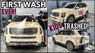 Deep Cleaning the Muddiest Kia Telluride Ever  Satisfying Disaster Car Detailing Transformation [upl. by Ariajay]