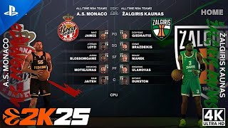 ZALGIRIS KAUNAS edged AS MONACO in Close CONTEST  PS5 4K60 EUROLEAGUE 2K25 Realistic Gameplay [upl. by Yelhs]