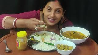 Eating Charapona Fish CurrySoyabin CurryBrinjal Fry With Rice  Mukbang [upl. by Seiber220]