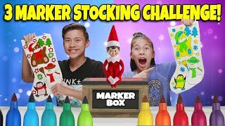 3 MARKER CHALLENGE  CHRISTMAS STOCKING EDITION [upl. by Anaitat]